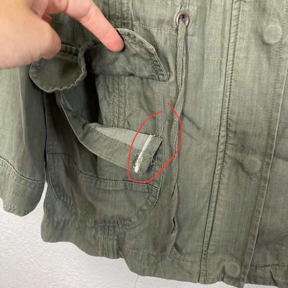 Maison Jules Jacket Womens Large Green Utility Anorak Lyocell Drawstring Pockets - Picture 5 of 16